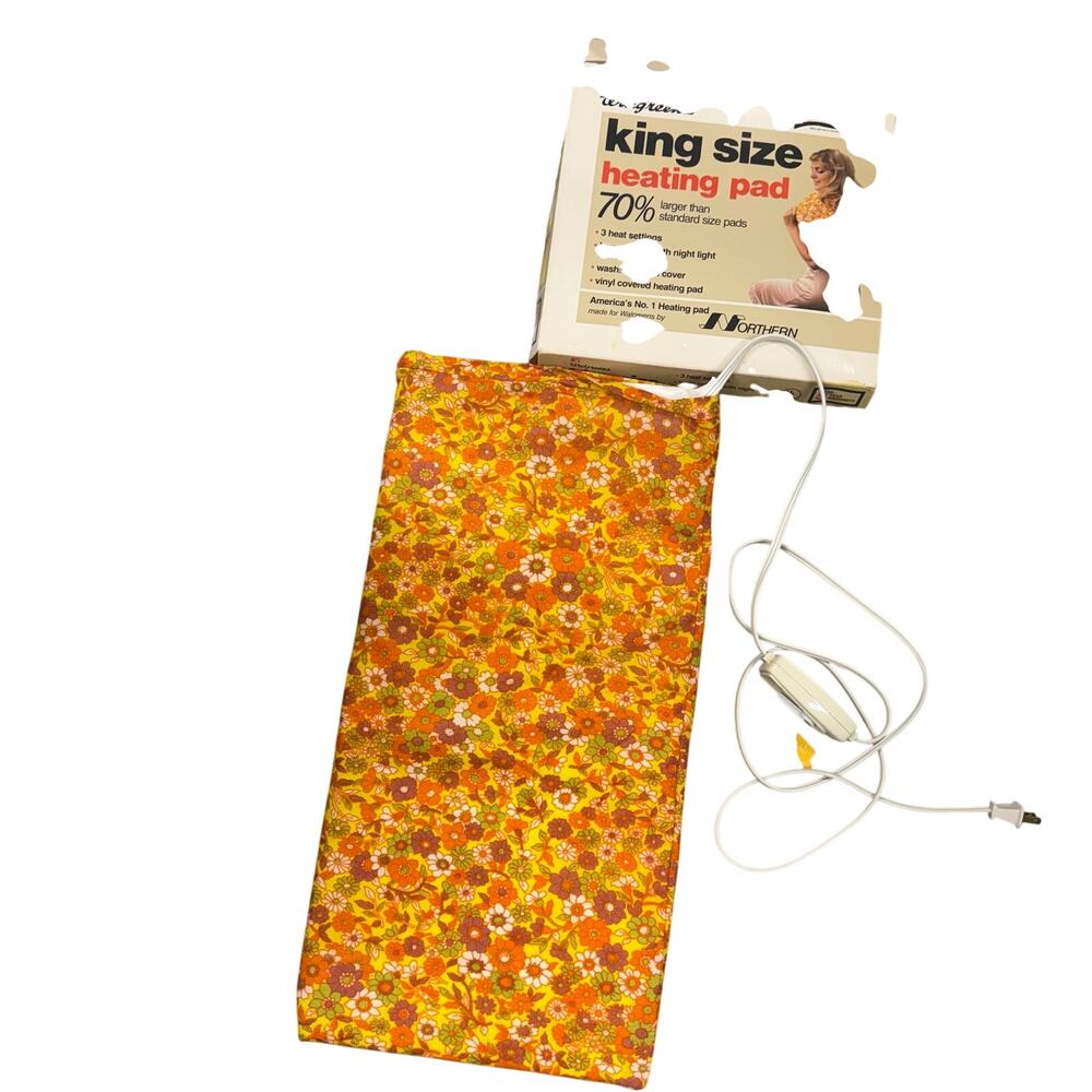 Vintage Heating Pad King Size Northern Brand Floral Print 3 Settings WITH BOX